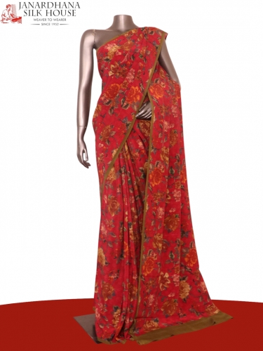 Floral  Pure Crepe Silk Saree